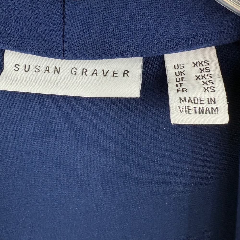 Susan Graver Open Knit Bell Sleeve Cardigan Blue Office Career Preppy - Picture 7 of 11